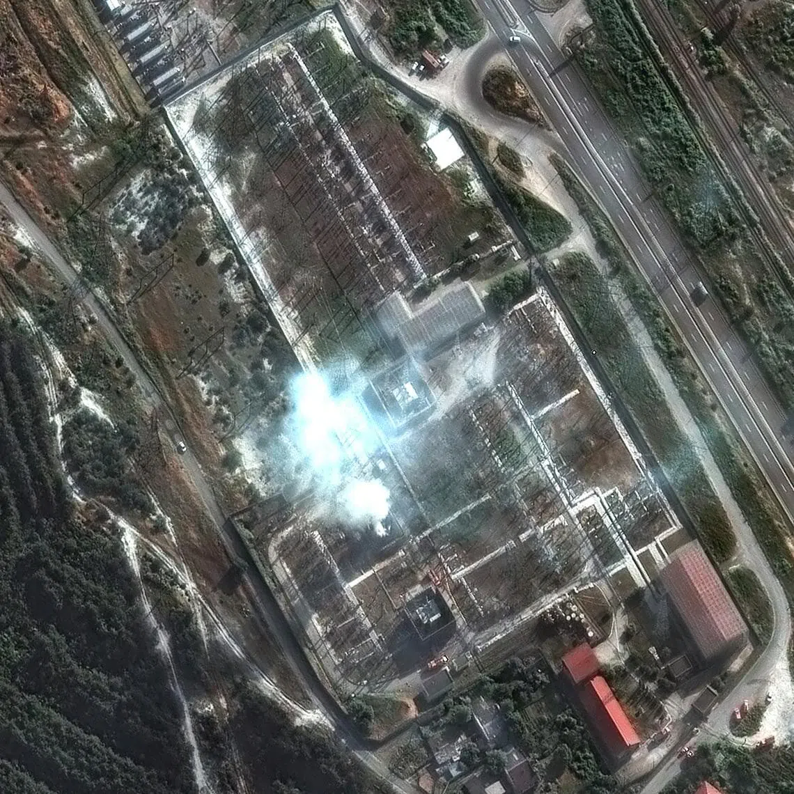 A satellite image shows an overview of the Sevastopol power substation after Ukrainian drones knocked out power in the biggest city in Russian-held Crimea on June 24.