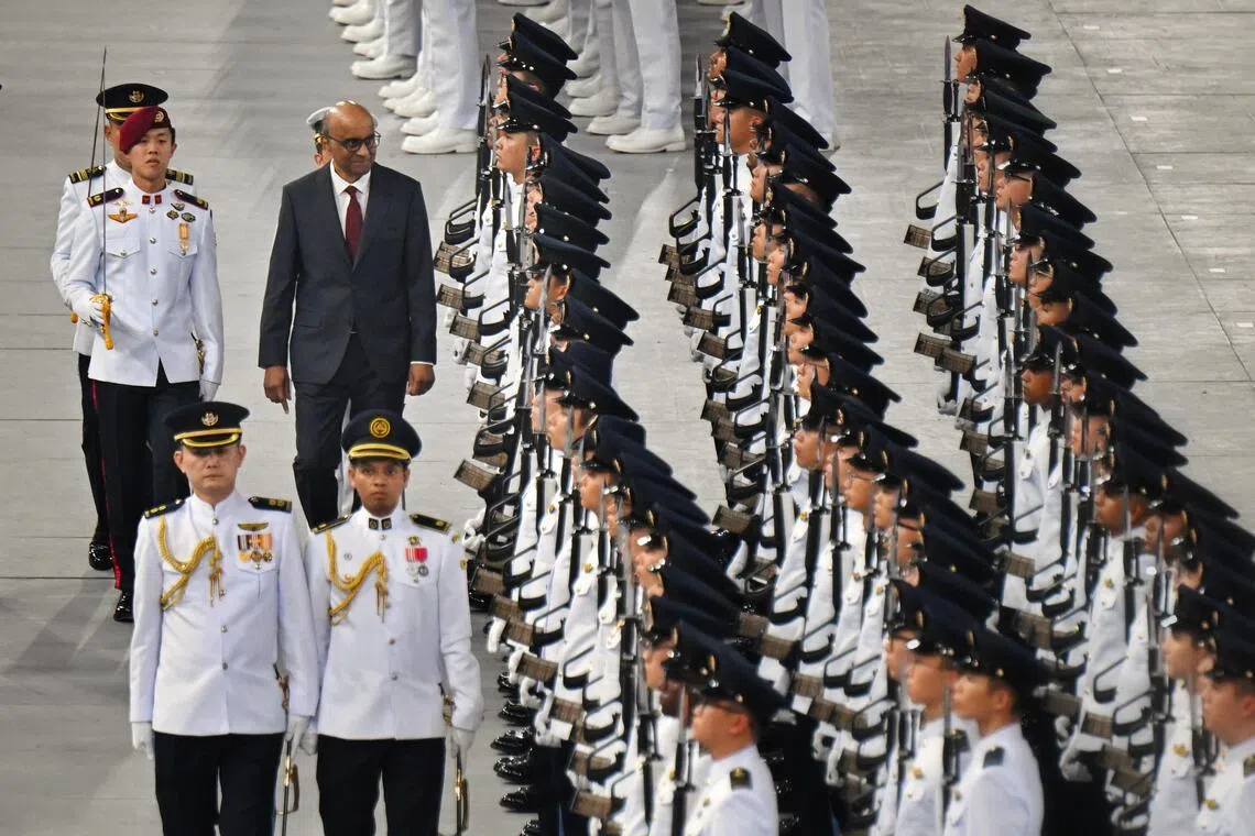 President Tharman Shanmugaratnam was the parade’s reviewing officer.