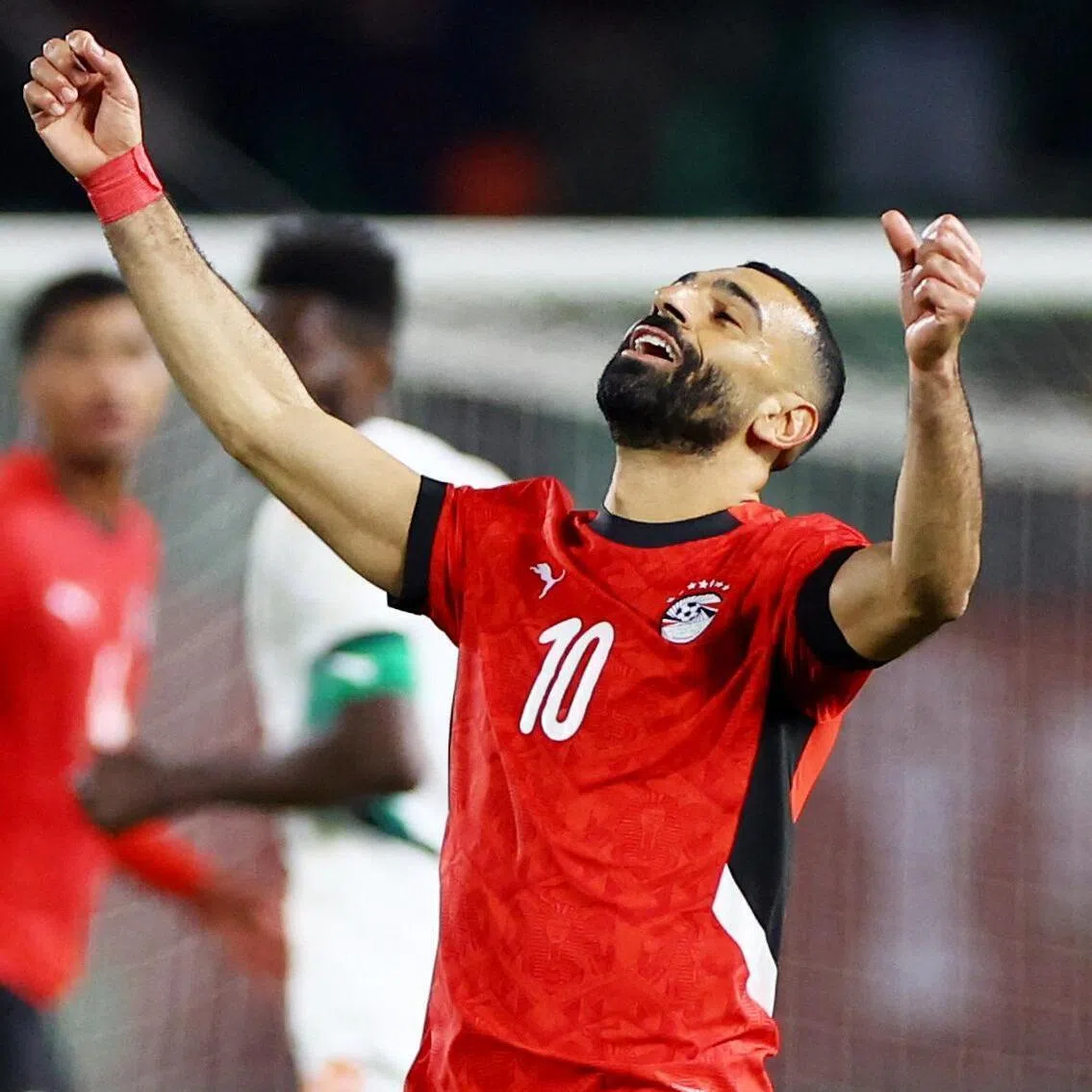 Egypt's Mohamed Salah celebrates after the match against Ivory Coast.