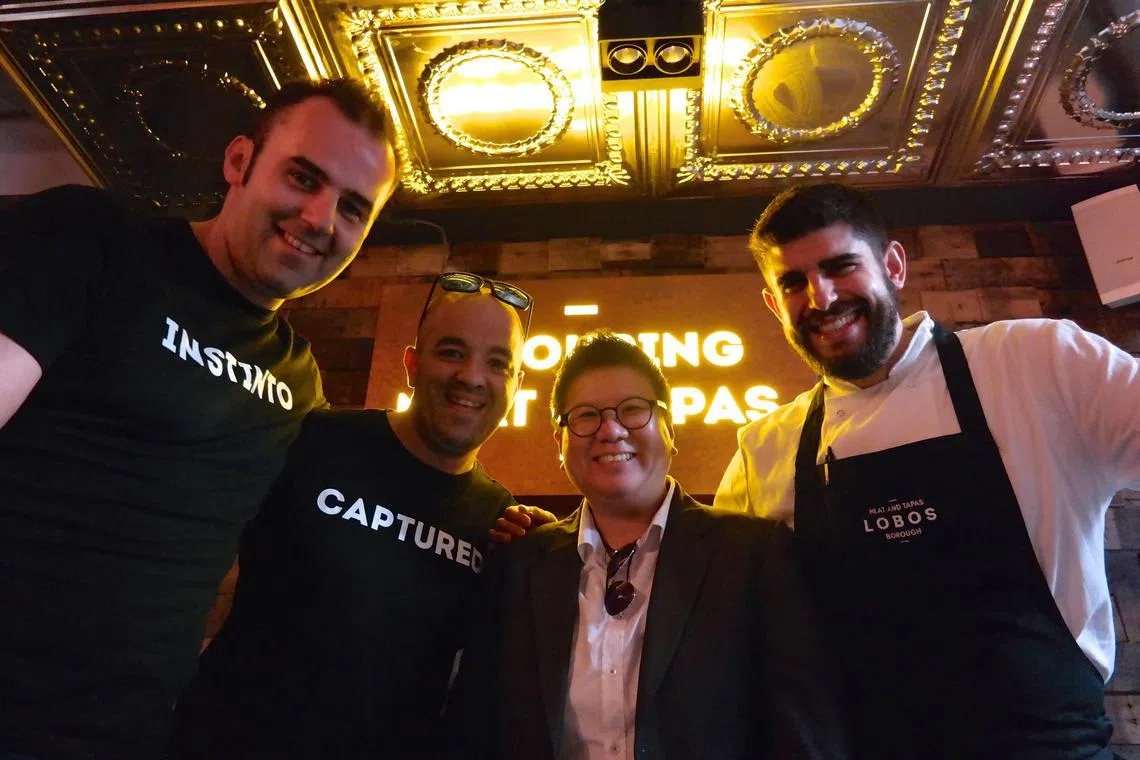 Singaporean restaurateur Ellen Chew (third from left) with her partners (from left) Ruben Maza, Ruben Cortes and Roberto Castro in their new restaurant, Lobos.