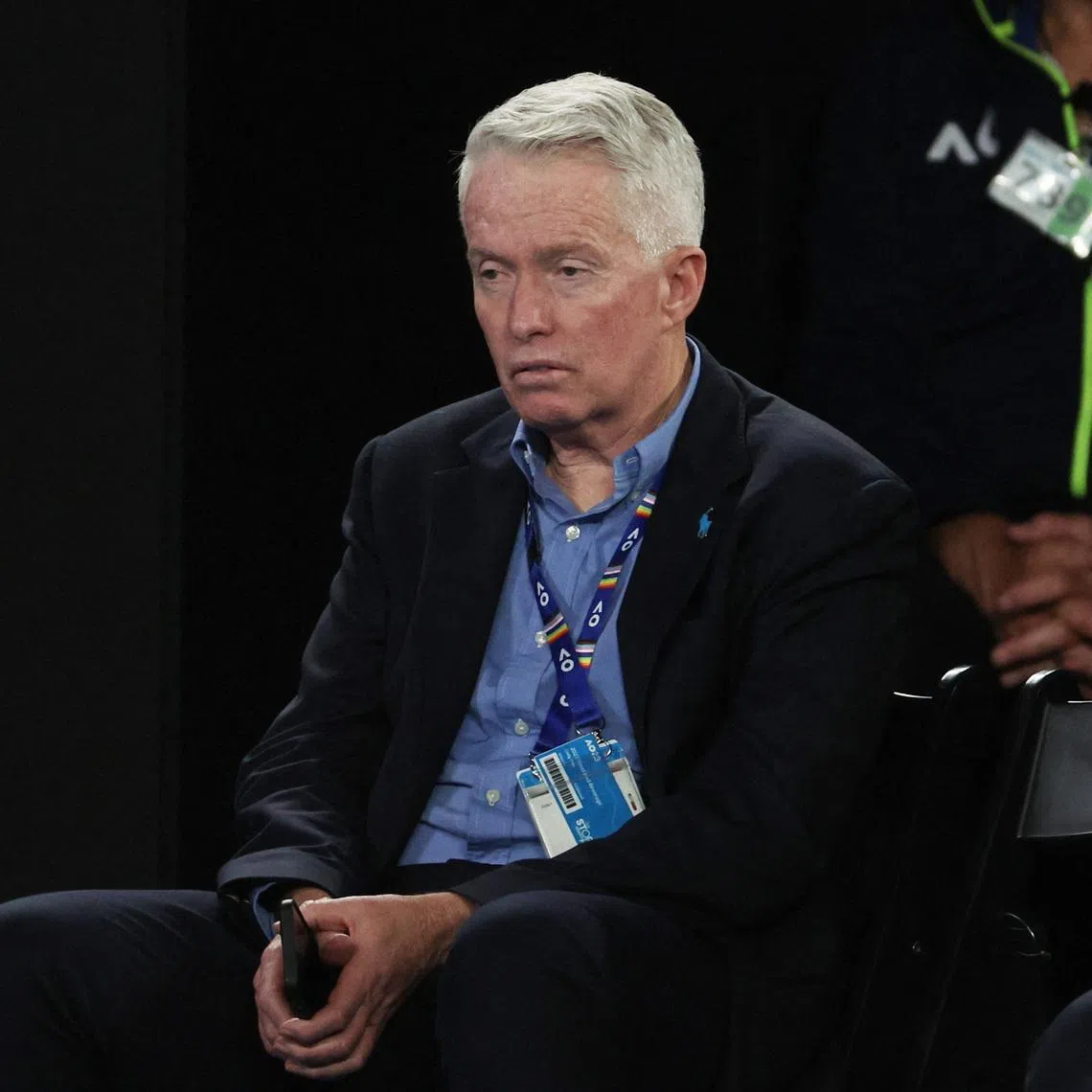 Tennis - Australian Open - Men's Singles Final - Melbourne Park, Melbourne, Australia - January 29, 2023 Craig Tiley, CEO of Tennis Australia is pictured in the stands during the final match between Serbia's Novak Djokovic and Greece's Stefanos Tsitsipas REUTERS/Loren Elliott