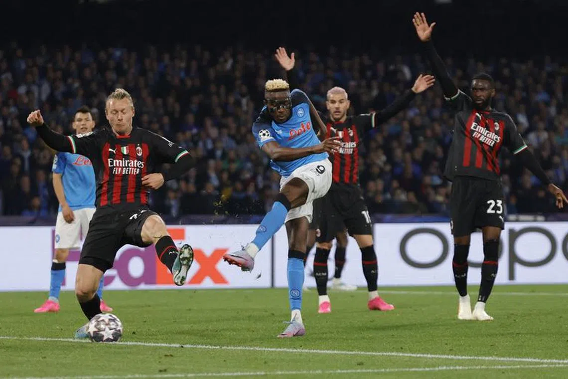 Soccer Football - Champions League - Quarter Final - Second Leg - Napoli v AC Milan - Stadio Diego Armando Maradona, Naples, Italy - April 18, 2023 Napoli's Victor Osimhen REUTERS/Ciro De Luca