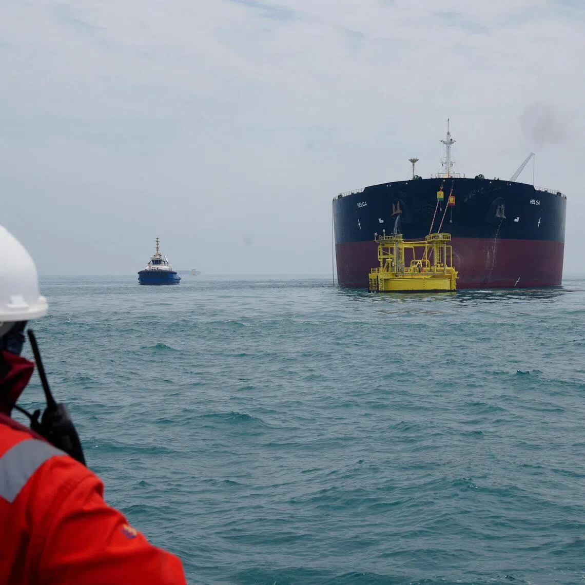 The oil tanker HELGA waiting to load crude oil at one of Iraq's southern offshore oil terminals, near Basra, on April 24.