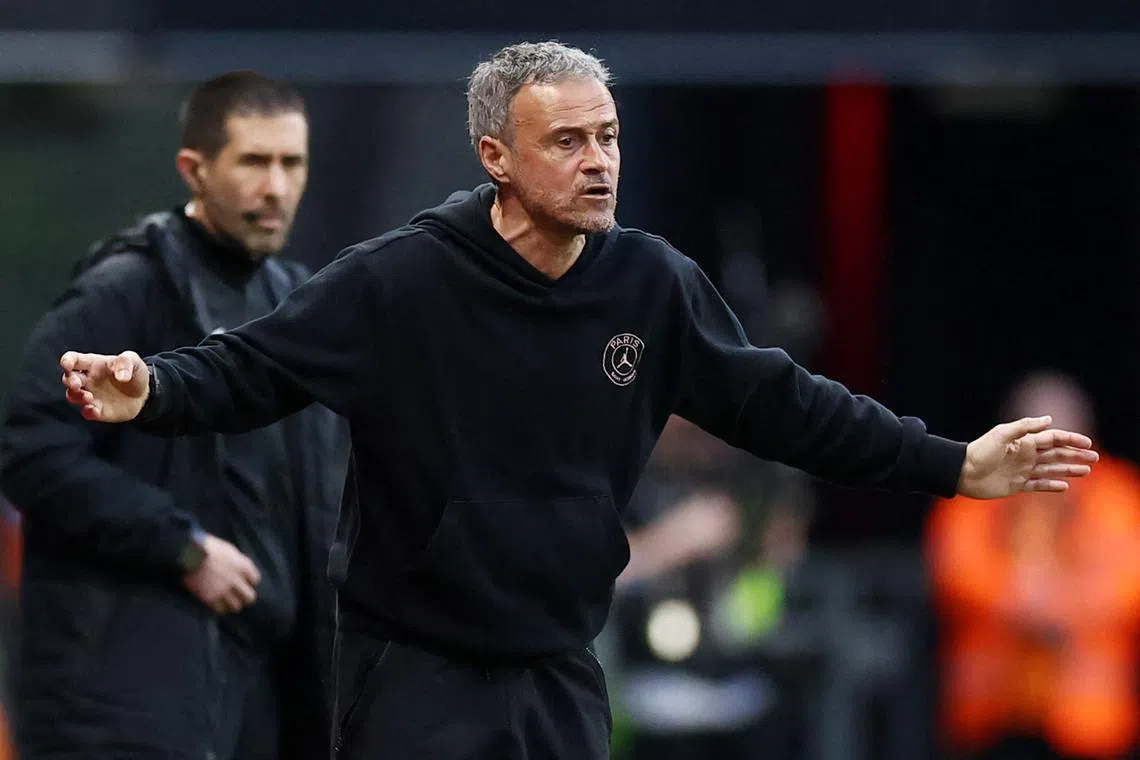 Soccer Football - Ligue 1 - Stade Rennes v Paris St Germain - Roazhon Park, Rennes, France - March 8, 2025 Paris St Germain coach Luis Enrique REUTERS/Stephane Mahe