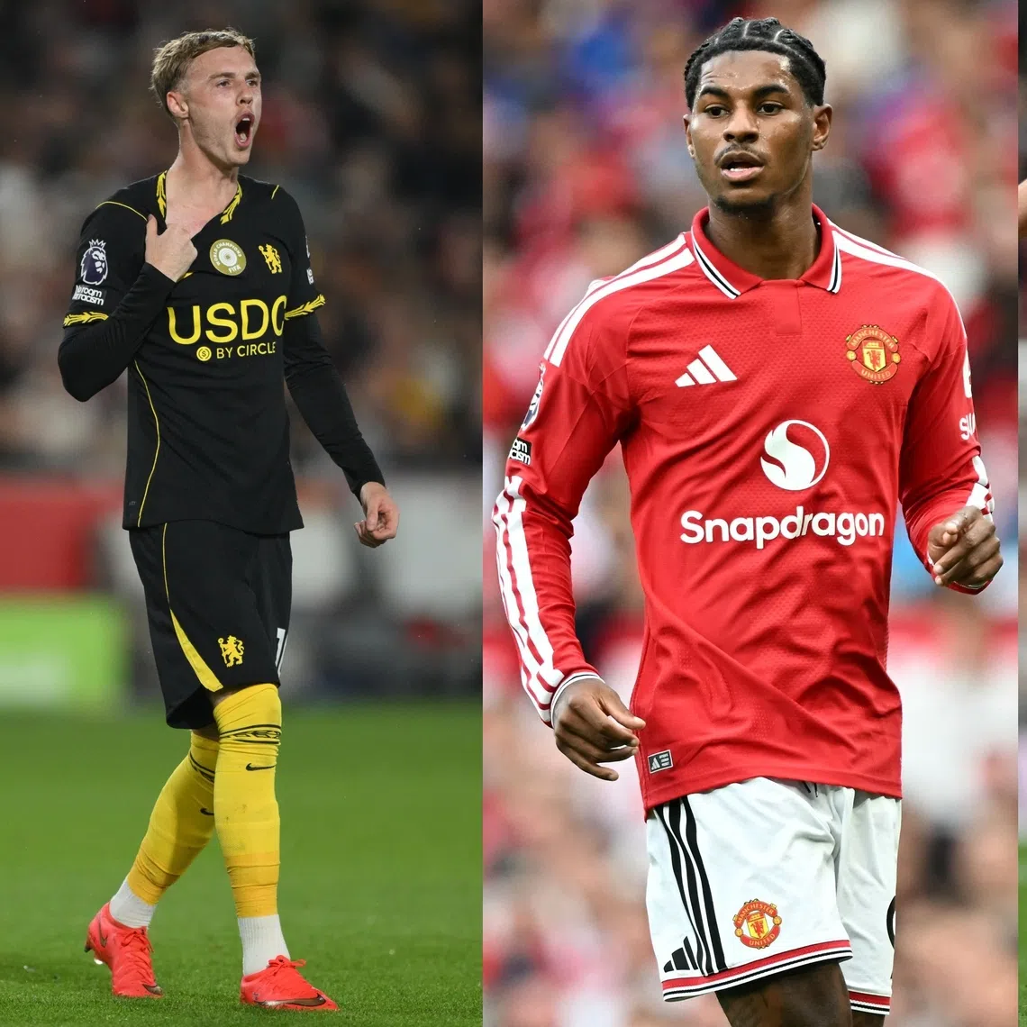 (From left) Cole Palmer, Marcus Rashford and Declan Rice are among five players who pulled out of playing in England’s Nations League squad.