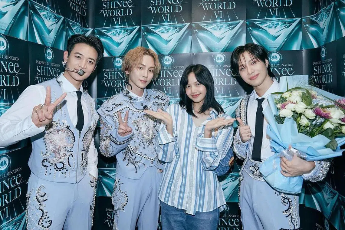 Blackpink's Lisa (second from right) attended K-pop group Shinee's World VI: Perfect Illumination concert in Singapore on March 2, 2024.