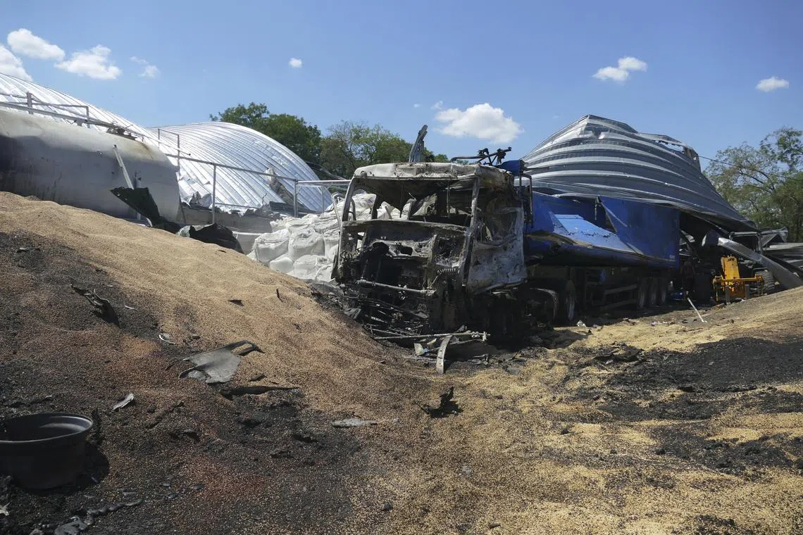 Russia pounded Ukrainian food export facilities for a fourth day in a row on Friday and practiced seizing ships in the Black Sea.