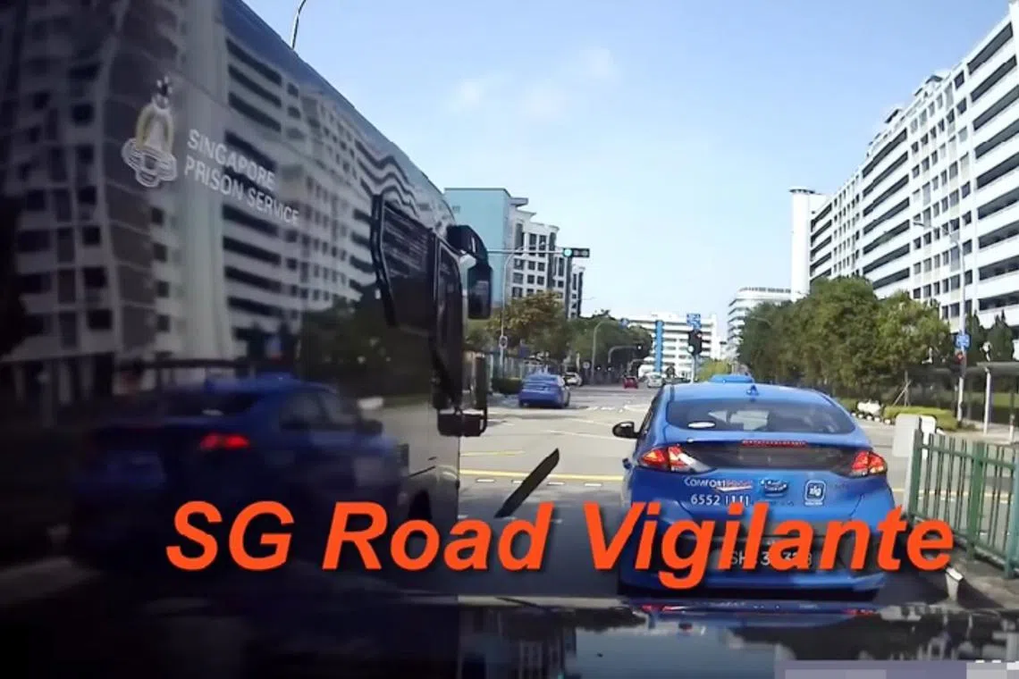 The right side of the Singapore Prison Service vehicle made impact with the left side of the car which was on the next lane.