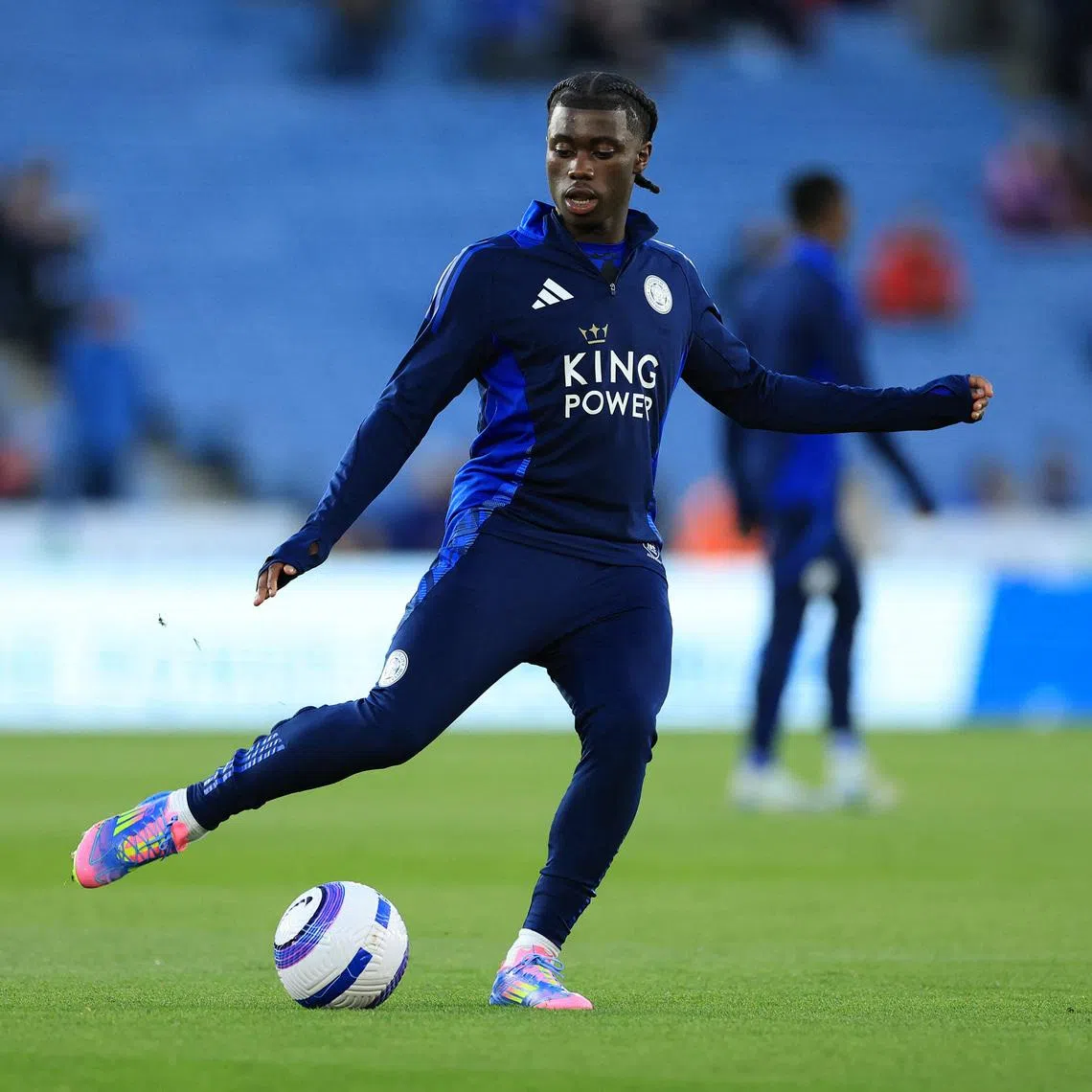 Soccer Football - Premier League - Leicester City v Newcastle United - King Power Stadium, Leicester, Britain - April 7, 2025  Leicester City's Jeremy Monga during the warm up before the match Action Images via Reuters/Andrew Boyers