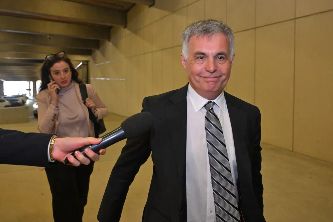 Optus Chief Executive Officer Stephen Rue arrives at Parliament House in Canberra for a meeting with Australian Communications Minister Anika Wells on Oct 7, 2025. PHOTO: EPA