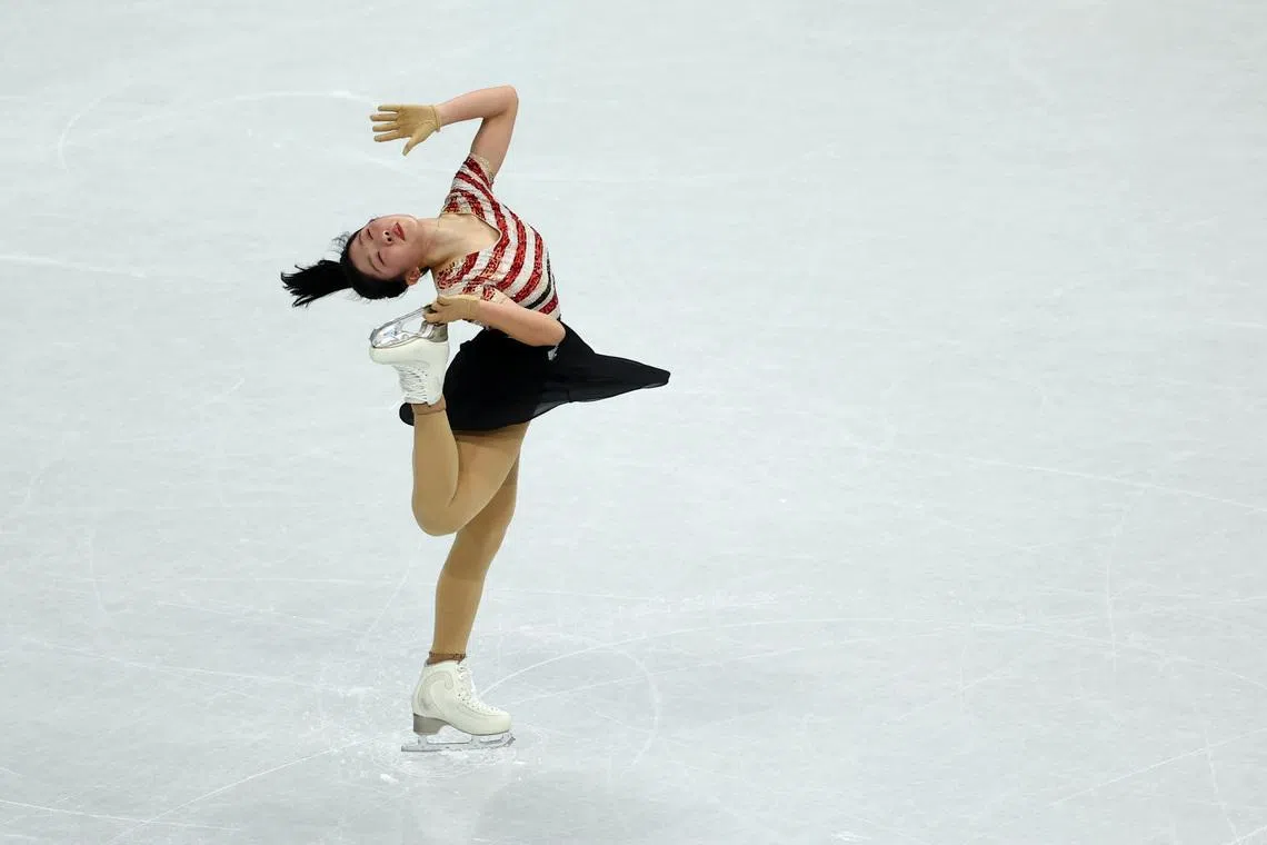 Milano Cortina 2026 Olympics - Figure Skating - Women Single Skating - Short Program - Milano Ice Skating Arena, Milan, Italy - February 17, 2026. Ami Nakai of Japan performs during the Short Program REUTERS/Claudia Greco