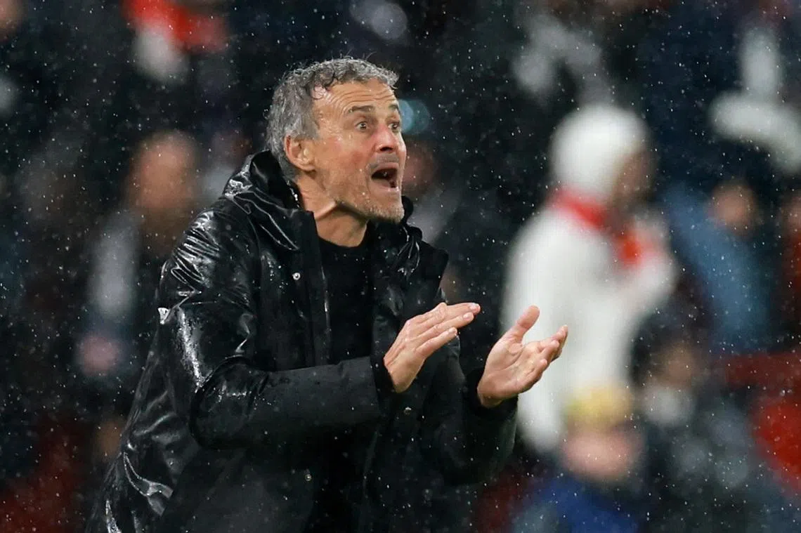Soccer Football - UEFA Champions League - Quarter Final - Second Leg - Liverpool v Paris St Germain - Anfield, Liverpool, Britain - April 14, 2026 Paris St Germain coach Luis Enrique reacts REUTERS/Phil Noble/File Photo