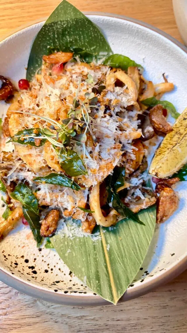 Roasted yellow oyster mushrooms.