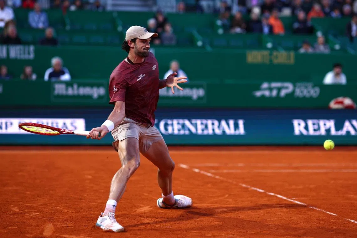 Tennis - ATP Masters 1000 - Monte Carlo Masters - Monte Carlo Country Club, Roquebrune-Cap-Martin, France - April 8, 2026 Monaco's Valentin Vacherot in action during his round of 32 match against Italy's Lorenzo Musetti. REUTERS/Manon Cruz