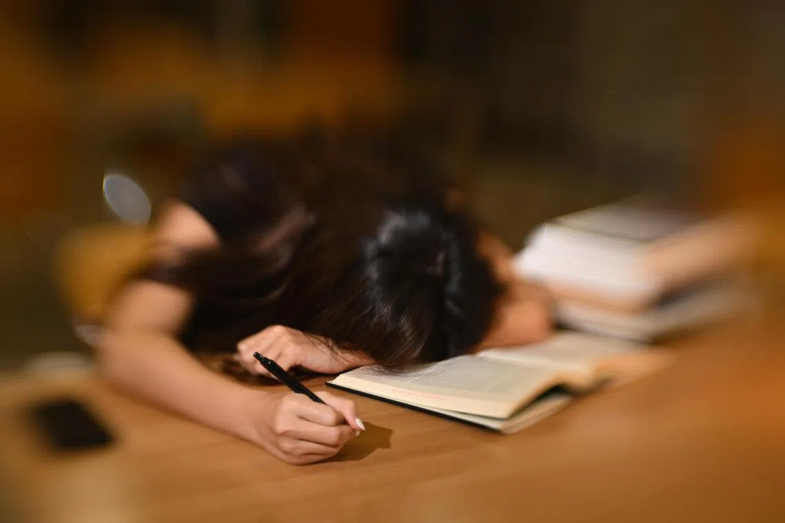 ST20221004-202206175028-Lim Yaohui-pixgeneric/
Photo illustration of a person having stress at work or studies on Oct 04, 2022.
Can be used for stories on stress, mental, health, wellness, life, emotion, emotional, support, heathcare, psychological, social well-being, kindness, respect, doctor, hospital and care.
(ST PHOTO: LIM YAOHUI)