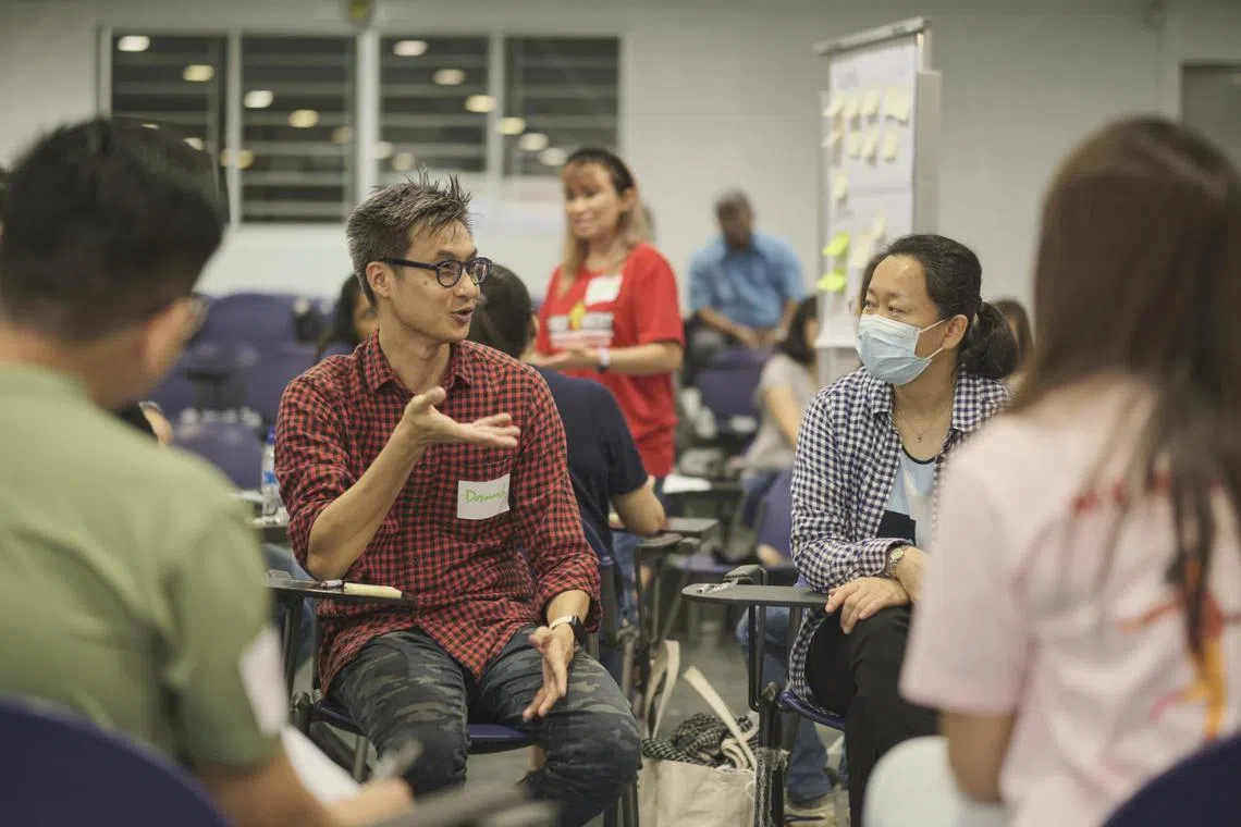 Parents of Peirce Secondary School students attending the workshop on how to approach the topic of mental health with their kids. 