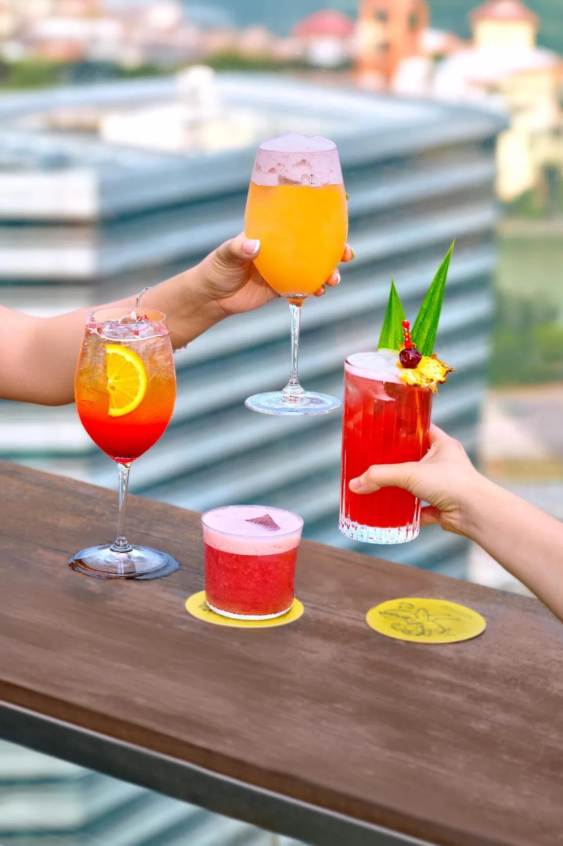 The National Day cocktail menu features drinks such as the gin-based Andaz Sling ($22) and Berry Patriotic beer cocktail ($22).