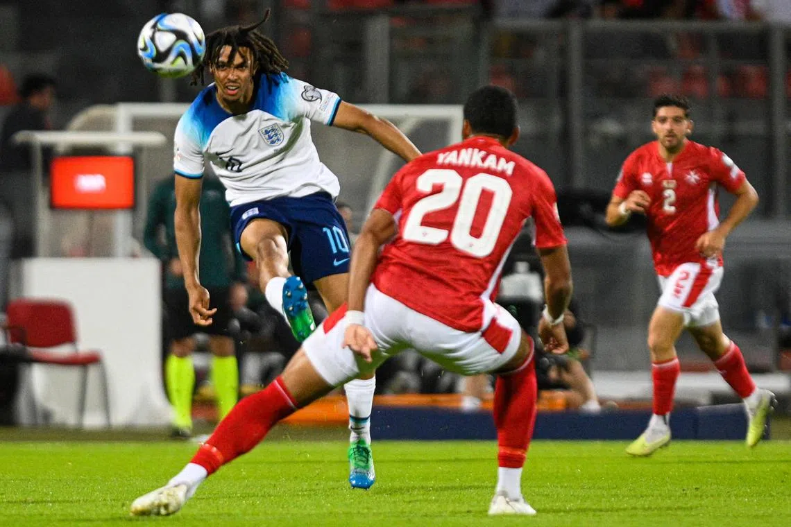 England's Trent Alexander-Arnold in action against Malta in their Euro 2024 qualifier.