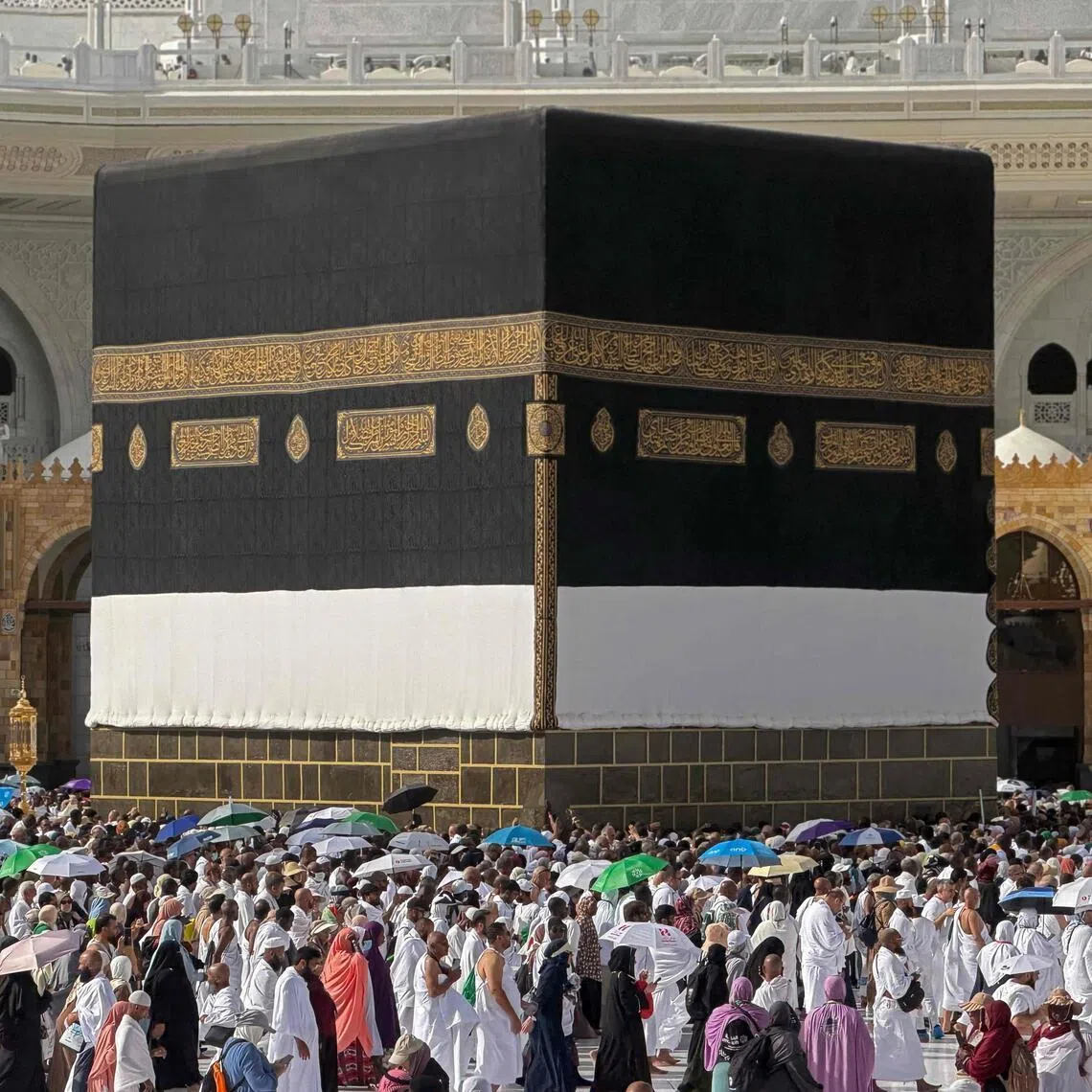 Muslim worshippers gather to pray around the Kaaba at the Grand Mosque complex in the holy city of Mecca on May 22. 