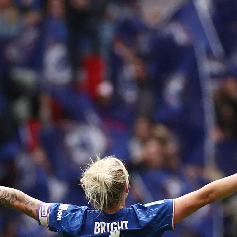 FILE PHOTO: Soccer Football - Women's FA Cup - Final - Chelsea v Manchester United - Wembley Stadium, London, Britain - May 18, 2025 Chelsea's Millie Bright celebrates after winning the FA Cup REUTERS/Isabel Infantes/File Photo