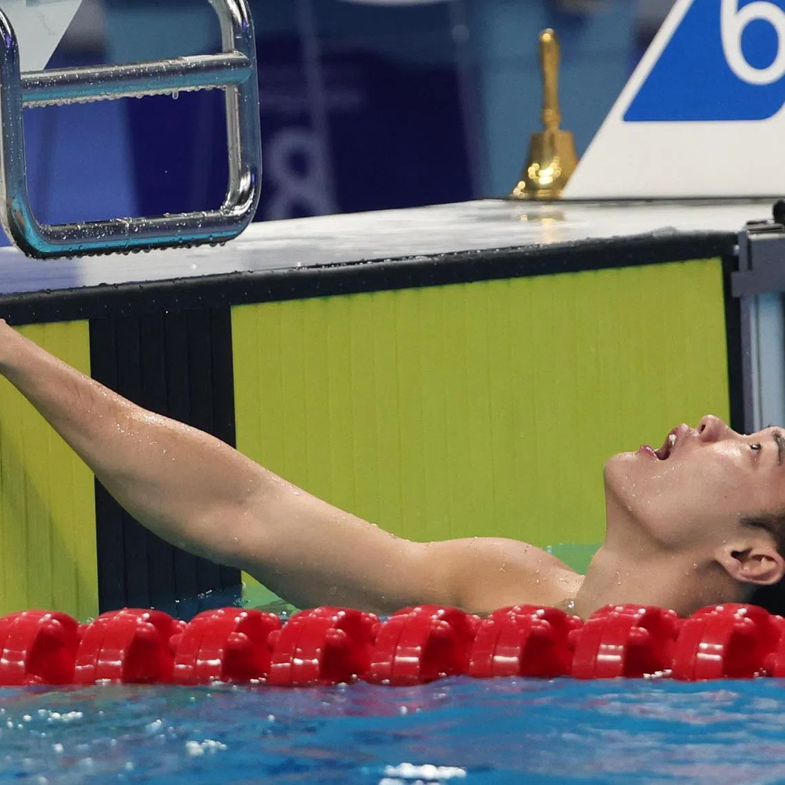 Singapore's Teong Tzen Wei after winning silver in the 50m butterfly at the Asian Games.