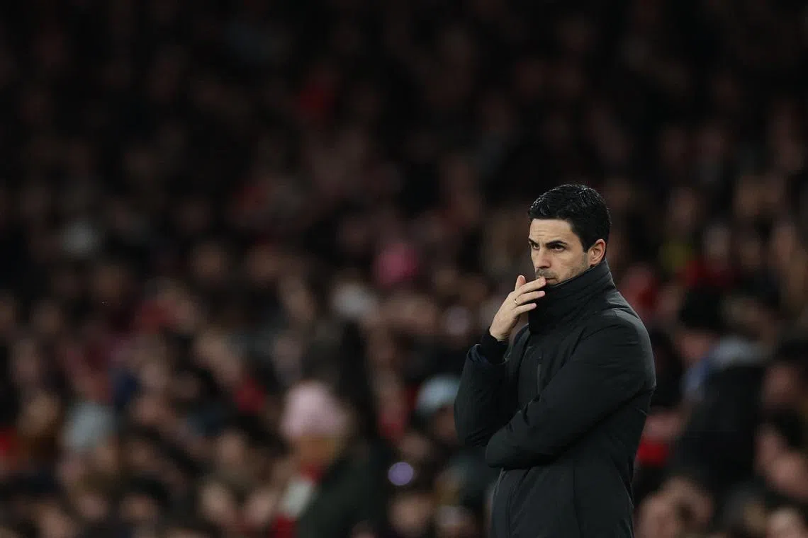 Soccer Football -  FA Cup - Fourth Round - Arsenal v Wigan Athletic - Emirates Stadium, London, Britain - February 15, 2026 Arsenal manager Mikel Arteta during the match REUTERS/Ian Walton
