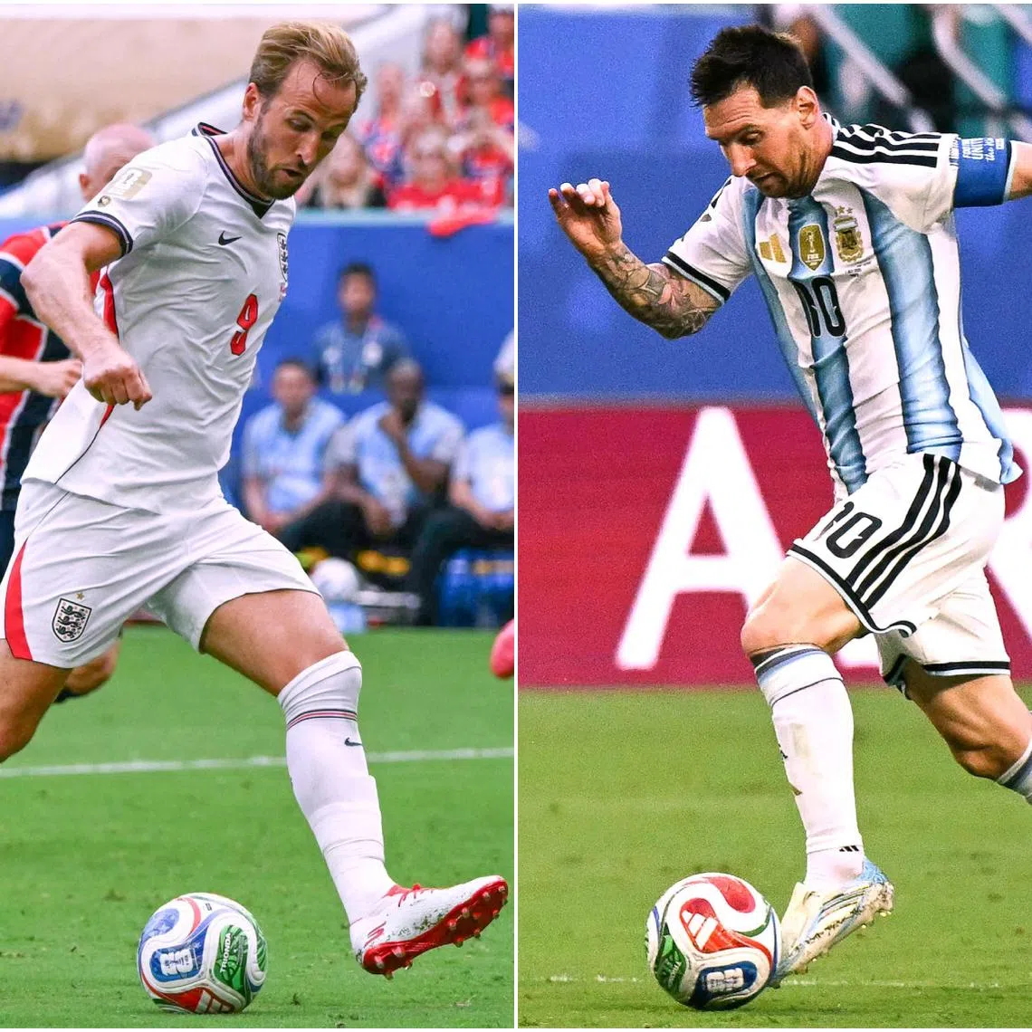 England’s Harry Kane (left) and Argentina’s Lionel Messi will clash in the semi-final on July 15.