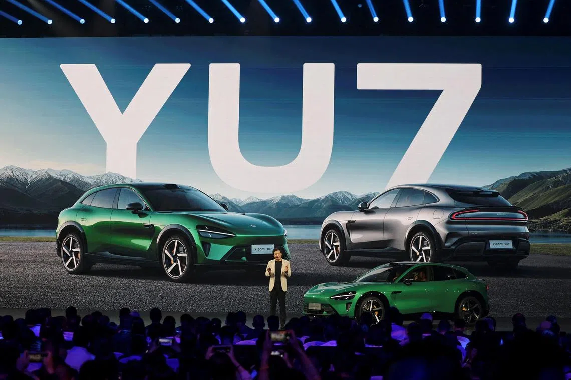 Xiaomi drew strong initial orders for its first electric SUV intended to compete with Tesla’s Model Y in China, sending its shares to a record-high.