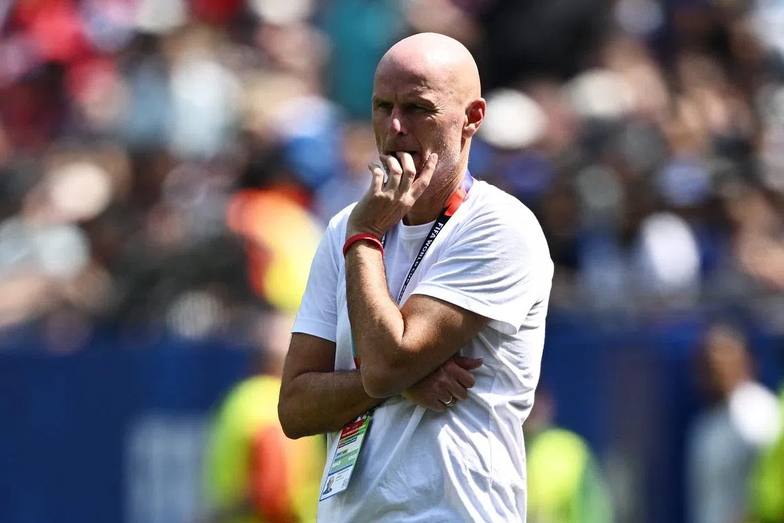 Norway coach Stale Solbakken reacts during the match on June 26.