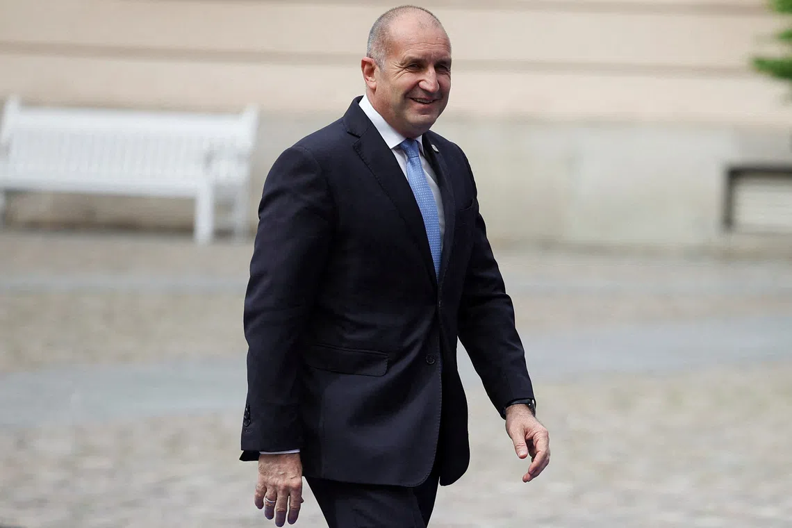 FILE PHOTO: Bulgarian President Rumen Radev arrives for the Three Seas Initiative Summit in Warsaw, Poland, April 29, 2025. REUTERS/Kacper Pempel/File Photo