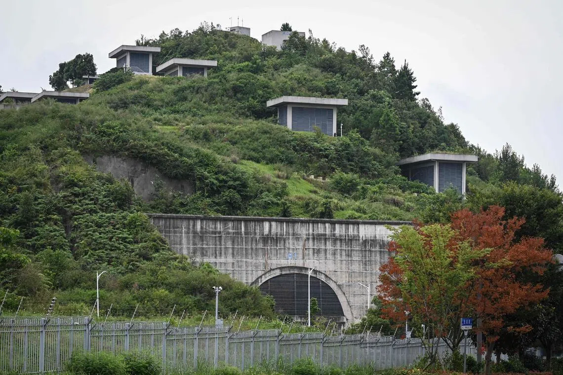 The photo taken on July 24, 2026 shows Chinese technology company Tencent's data center in Guian New Area in Guiyang, in southwestern China's Guizhou Province. China is on course to nearly double its data centre capacity within the next five years, as globally countries aim to avoid a computing crunch that could stymie AI expansion. (Photo by Jade GAO / AFP) / TO GO WITH: China-economy-tech-AI, FOCUS by Agatha CANTRILL