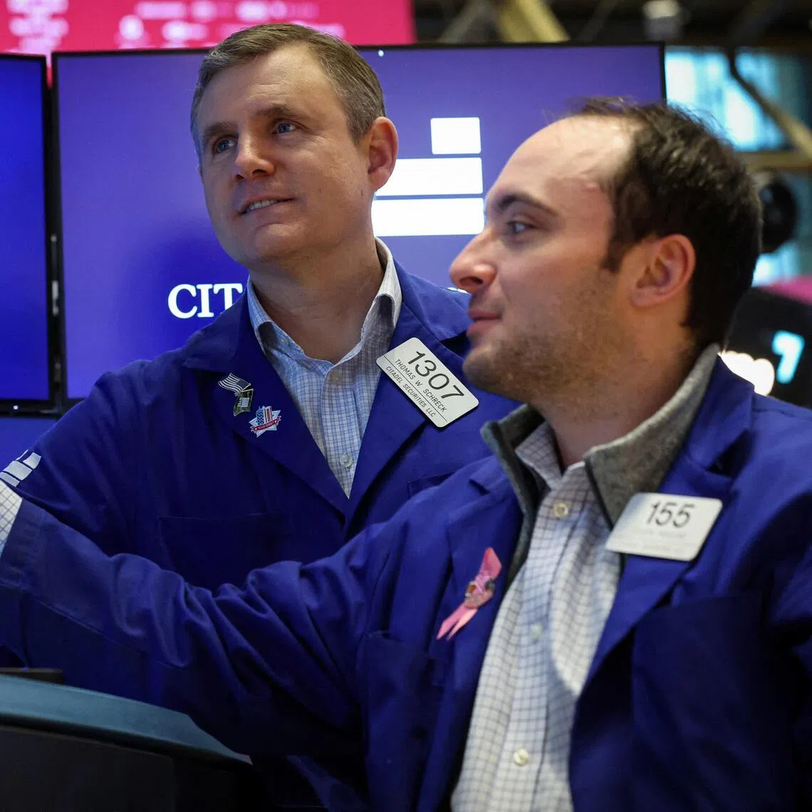 Traders working on the floor of the New York Stock Exchange, in New York City.