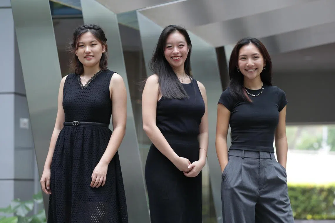 (From left) Ms Bao Rong, Ms Hana Chen and Ms Kenme Lam.