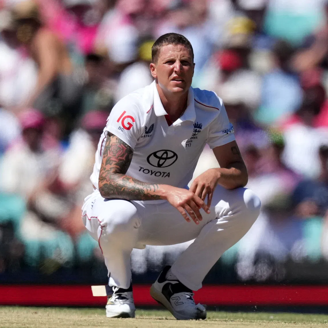 Cricket - The Ashes - Australia v England - Fifth Test - Sydney Cricket Ground, Sydney, Australia - January 7, 2026 England's Brydon Carse reacts REUTERS/Asanka Brendon Ratnayake