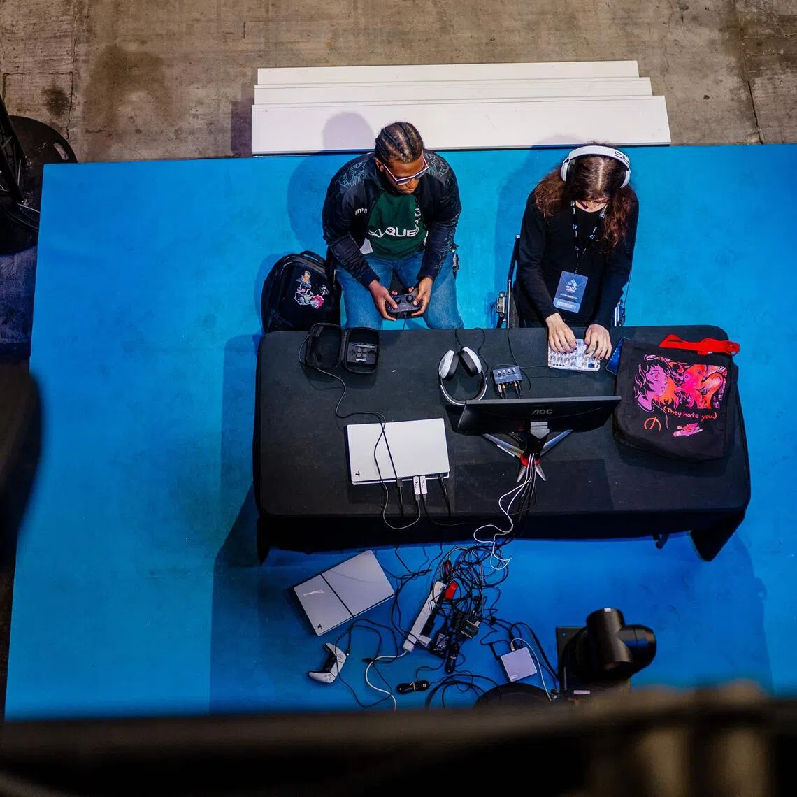 Fighting game enthusiasts compete during the EVO France 2025 fighting game tournament in Nice.