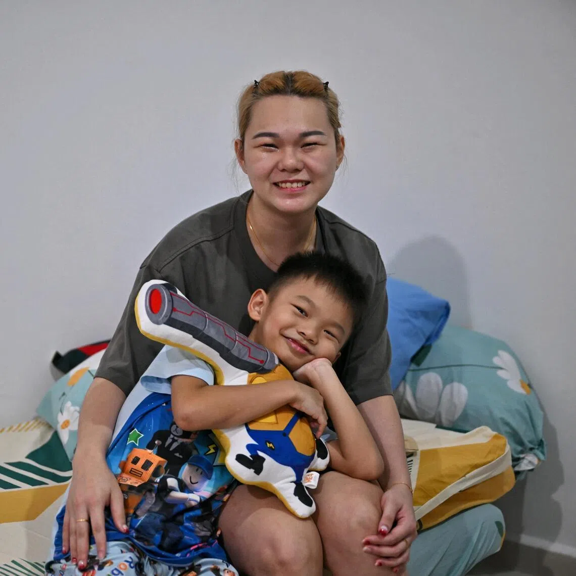 Ms Serena Lim, 28, with her son at her place on Mar 2, 2026.