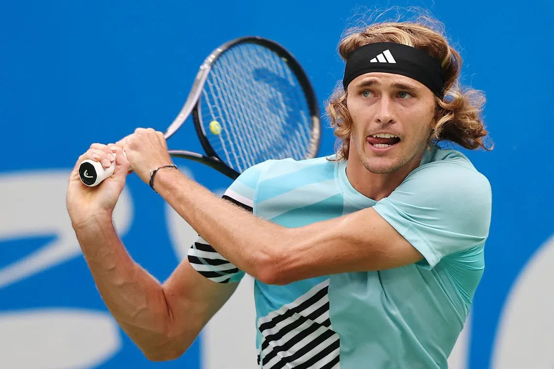 Alexander Zverev saved all five break points and fired nine aces in a 6-3, 7-6 (2) semifinal win.