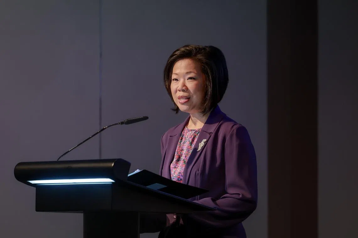 Senior Minister of State for Foreign Affairs and Home Affairs Sim Ann speaking at the Business China Special Speaker Series on March 6.