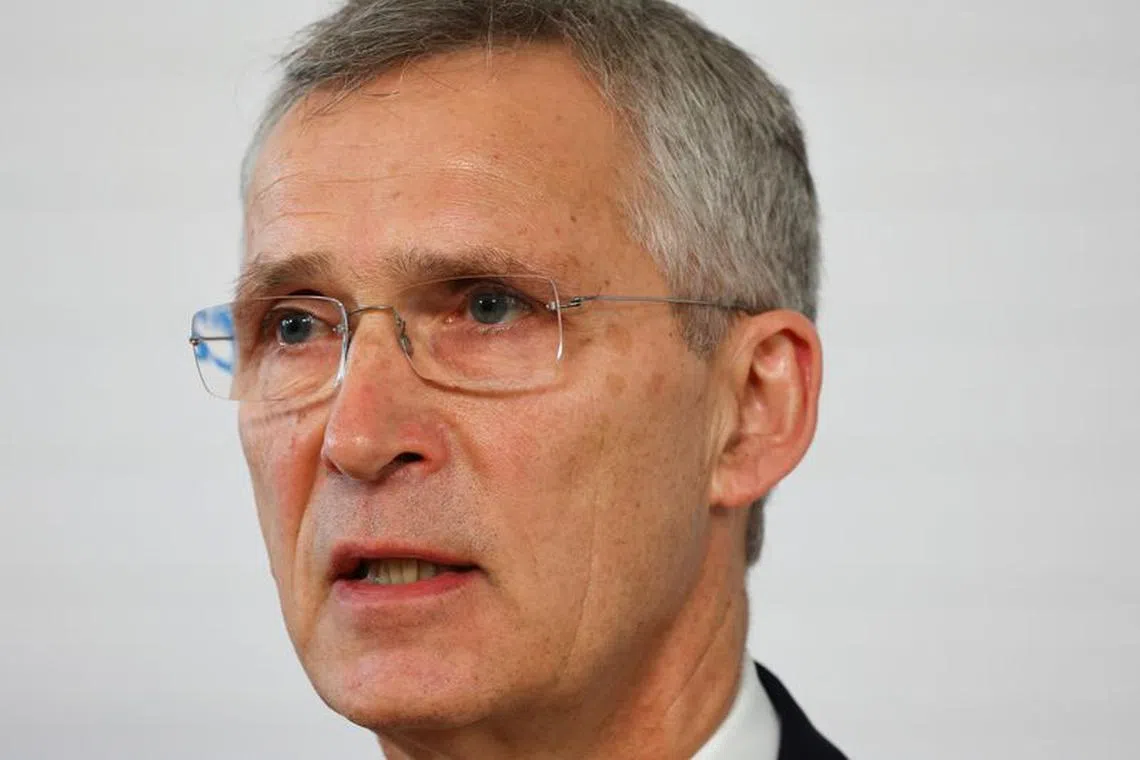 NATO Secretary General Jens Stoltenberg attends a news conference with EU Commission President Ursula von der Leyen during the Munich Security Conference, in Munich, Germany February 16, 2024. REUTERS/Kai Pfaffenbach