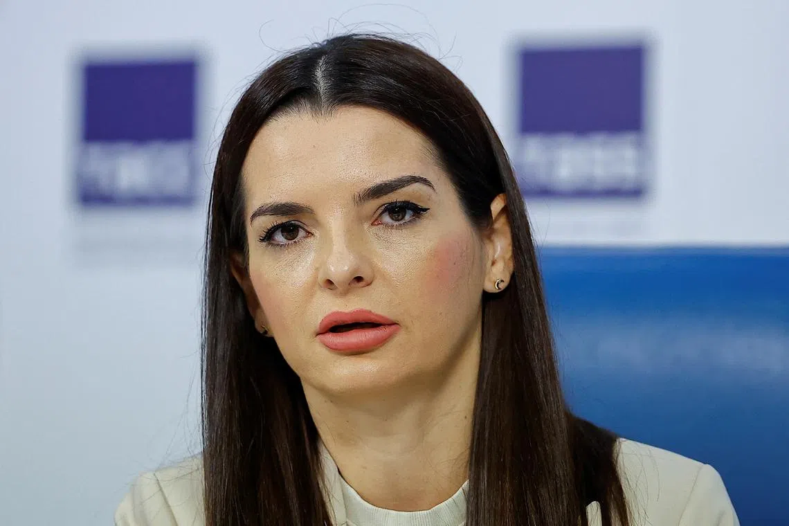 Leader of Moldova's Gagauzia region Yevgenia Gutsul (Eugenia Gutul) speaks during a press conference in Moscow, Russia, April 22, 2024. REUTERS/Evgenia Novozhenina/File Photo