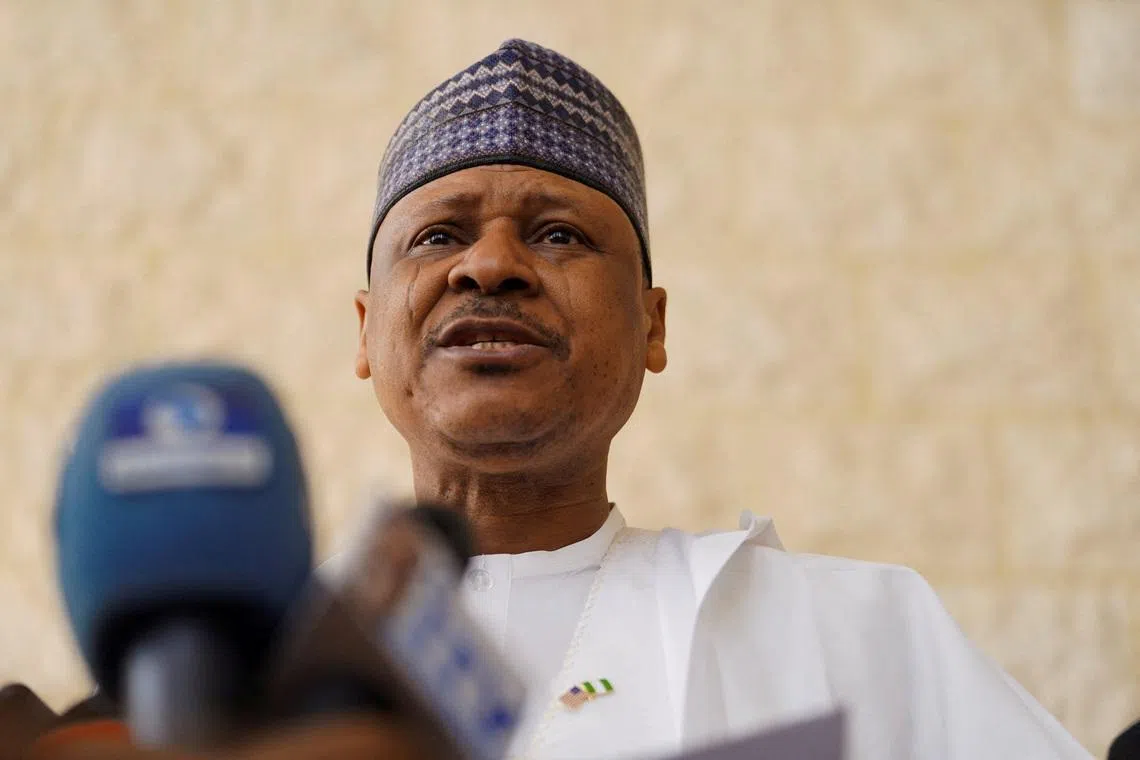FILE PHOTO: Nigeria's Minister of Information, Mohammed Idris Malagi, reacts during a press briefing at the inauguration of the Nigeria U.S. Joint Working Group to boost counterterrorism cooperation at the Office of the National Security Adviser in Abuja, Nigeria, January 22, 2026. REUTERS/Marvellous Durowaiye/File Photo