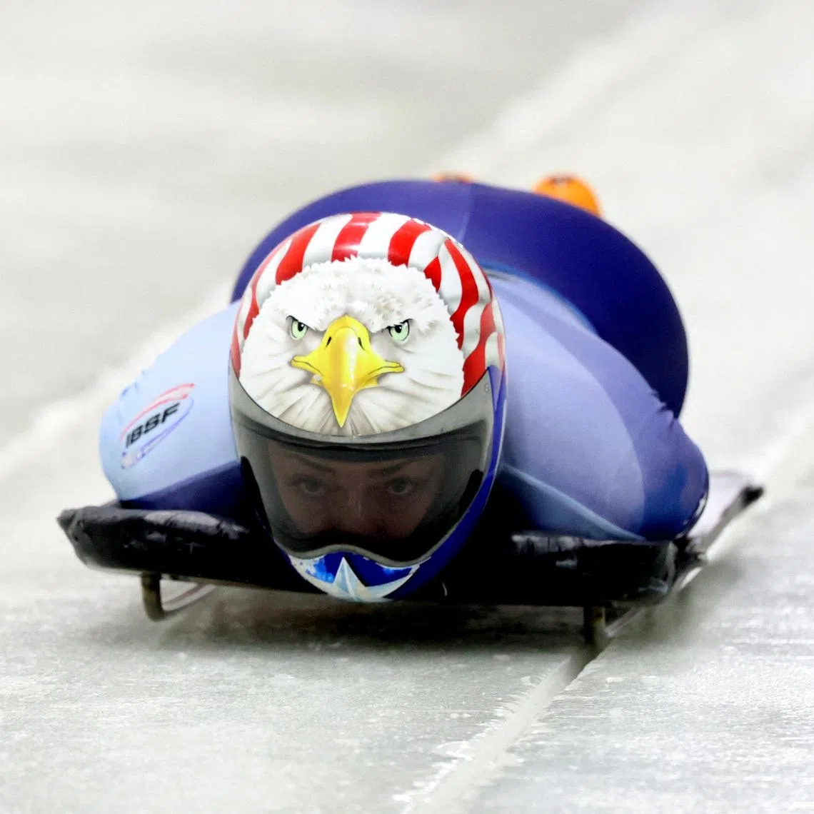 FILE PHOTO: Bobsleigh and Skeleton - IBSF World Championships - Mount Van Hoevenberg, Lake Placid, New York, United States - March 6, 2025 Katie Uhlaender of the U.S. in action during the women's skeleton REUTERS/Brendan Mcdermid/File Photo