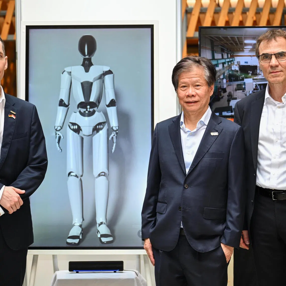 (From left) Schaeffler (Singapore) regional CEO Asia-Pacific and managing director Maximilian Fiedler, NTU vice-president (industry) Lam Khin Yong and Schaeffler chief technology officer Uwe Wagner, at the launch of Schaeffler-NTU Corporate Lab: Intelligent Mechatronics Hub at the Wee Cho Yaw Plaza on Nov 27.