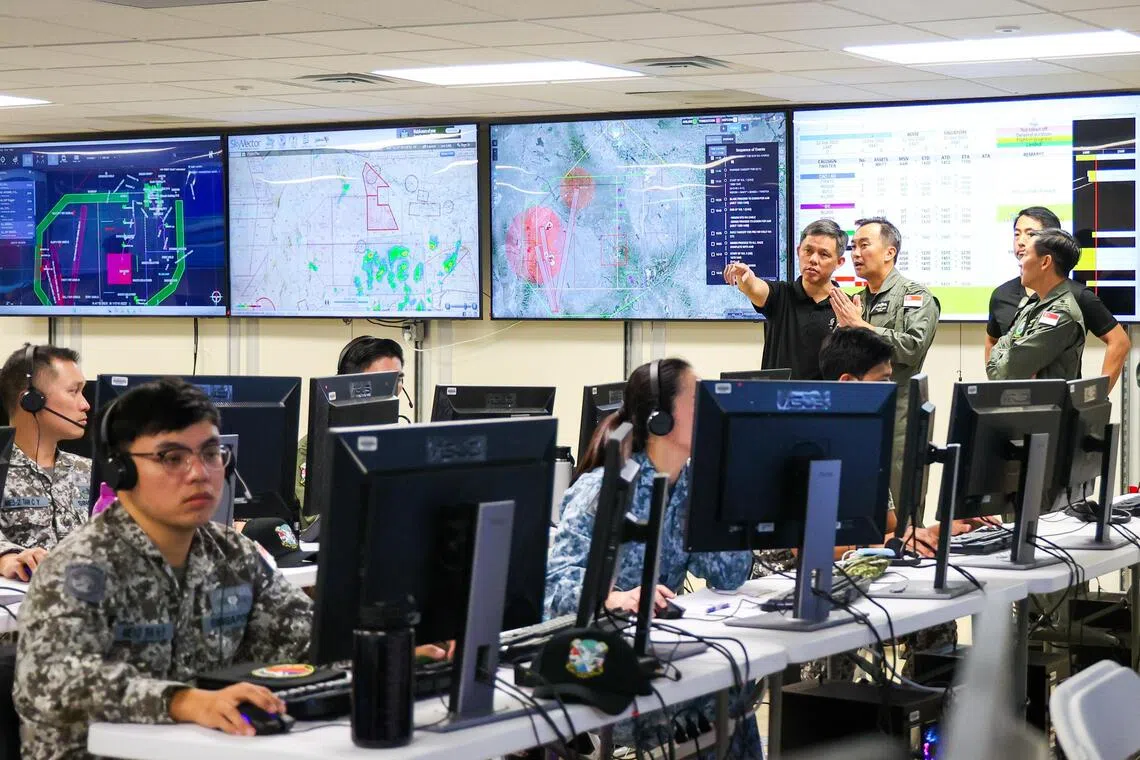 Defence Minister Chan Chun Sing visiting Mountain Home Air Force Base, Idaho, on Sept 13 (Singapore time).