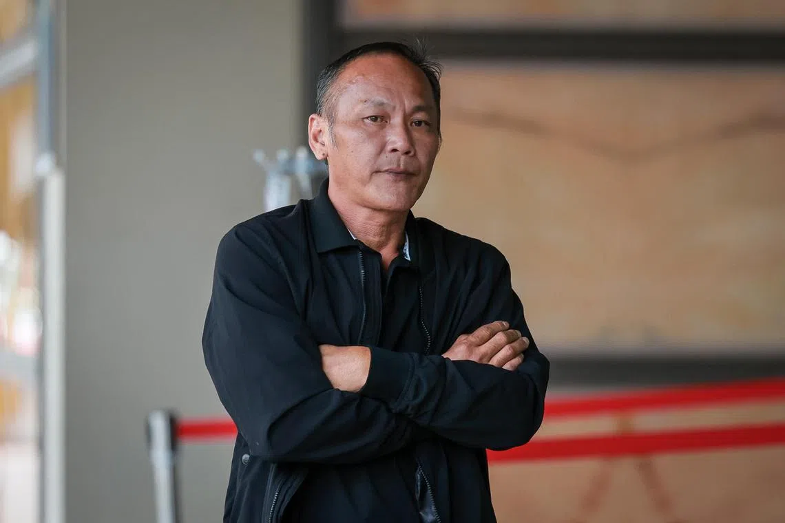 Koh Lee Hwa, 49, leaving the Supreme Courts on July 31, 2025. He is on trial for allegedly raping a woman at her home after she contacted him to repair the lights in her flat.