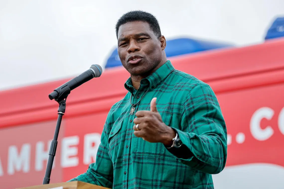 Georgia Republican US Senate candidate Herschel Walker at a campaign event in Ringgold, US, on Oct 31, 2022.