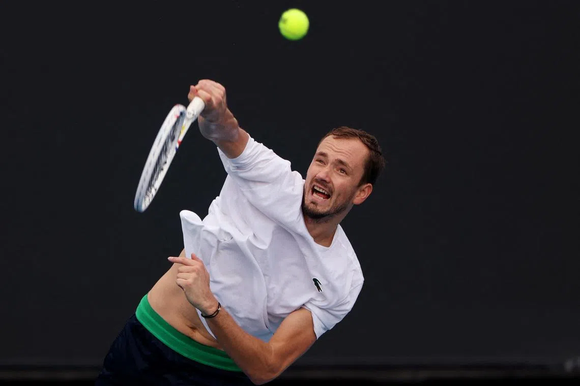 Tennis - Australian Open - Melbourne Park, Melbourne, Australia - January 15, 2026 Russia's Daniil Medvedev during practice REUTERS/Hollie Adams