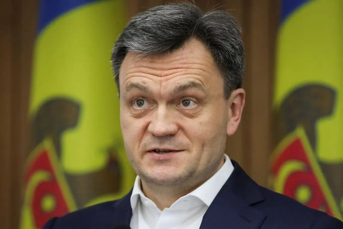 FILE PHOTO: Moldovan Prime Minister Dorin Recean speaks during a meeting with International Monetary Fund local representative, in Chisinau, Moldova, March 14, 2023. REUTERS/Vladislav Culiomza/File Photo