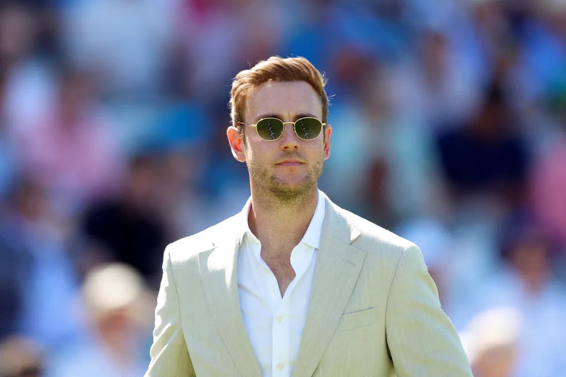 FILE PHOTO: Cricket - International Test Match Series - Third Test - England v India - Lord's Cricket Ground, London, Britain - July 10, 2025 Former cricket player Stuart Broad before the start of play Action Images via Reuters/Peter Cziborra/File Photo