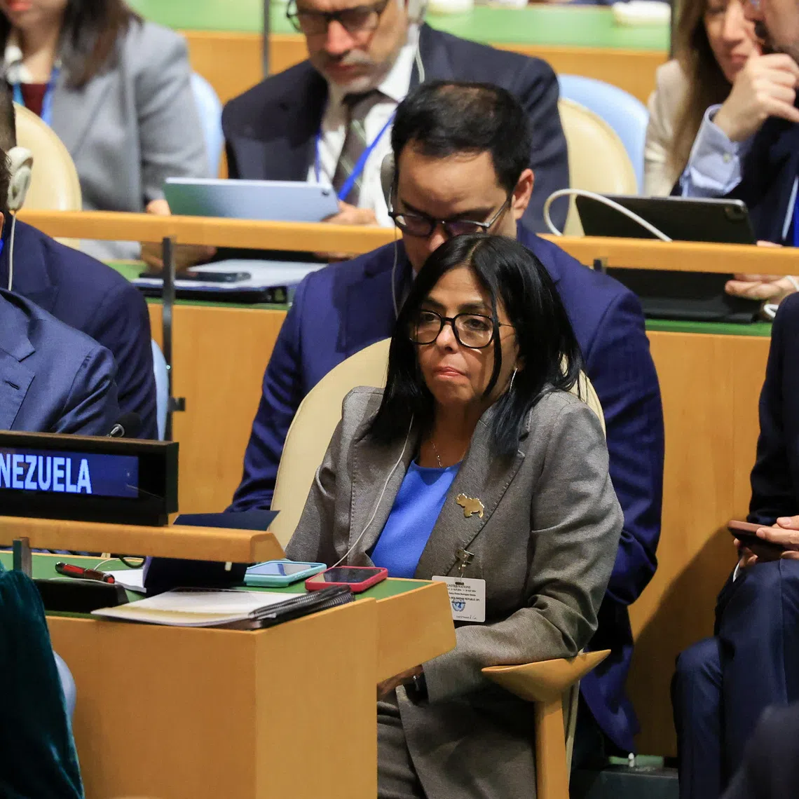 Venezuela's interim President Delcy Rodriguez attends the 81st United Nations General Assembly at UN headquarters in New York City, US, September 22, 2026.  REUTERS/BRENDAN MCDERMID
